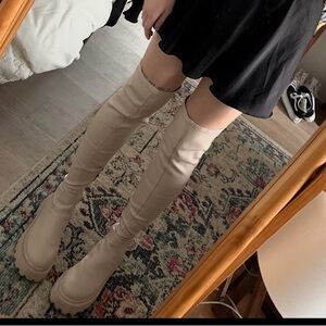 PrettyLittleThing Cream Over-the-Knee Boots